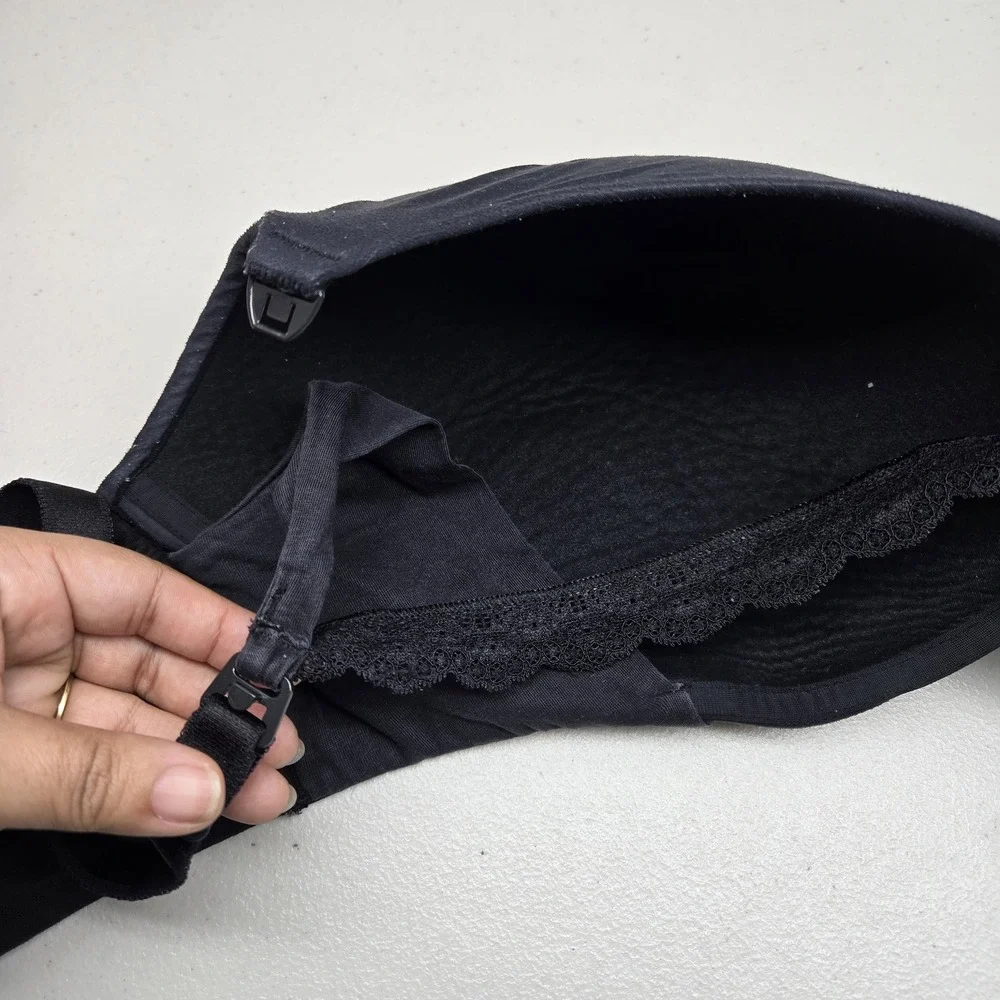 Torrid Curve Women Bra 42DDD Black Nursing Wireless Lace Lightly Lined